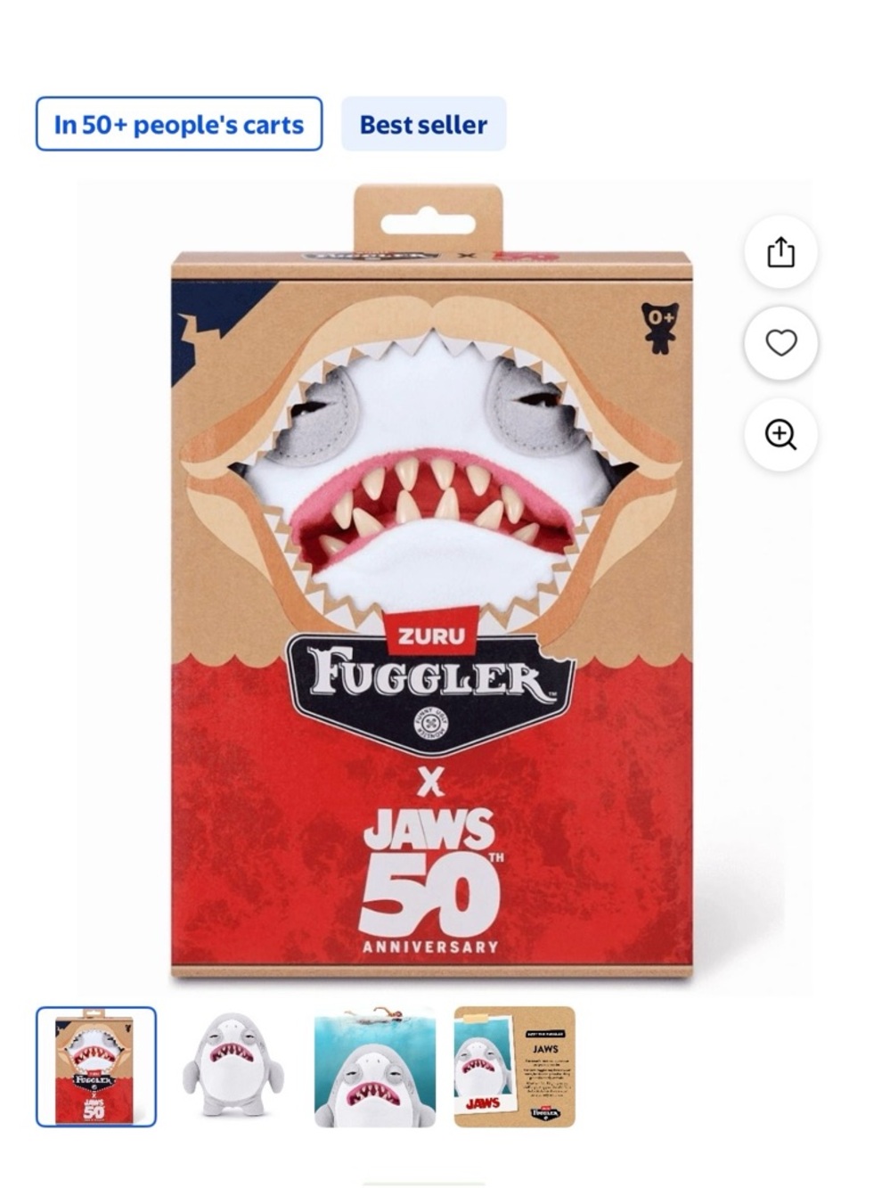 ZURU Fuggler x JAWS 50th Anniversary Shark Plush - White & Pink